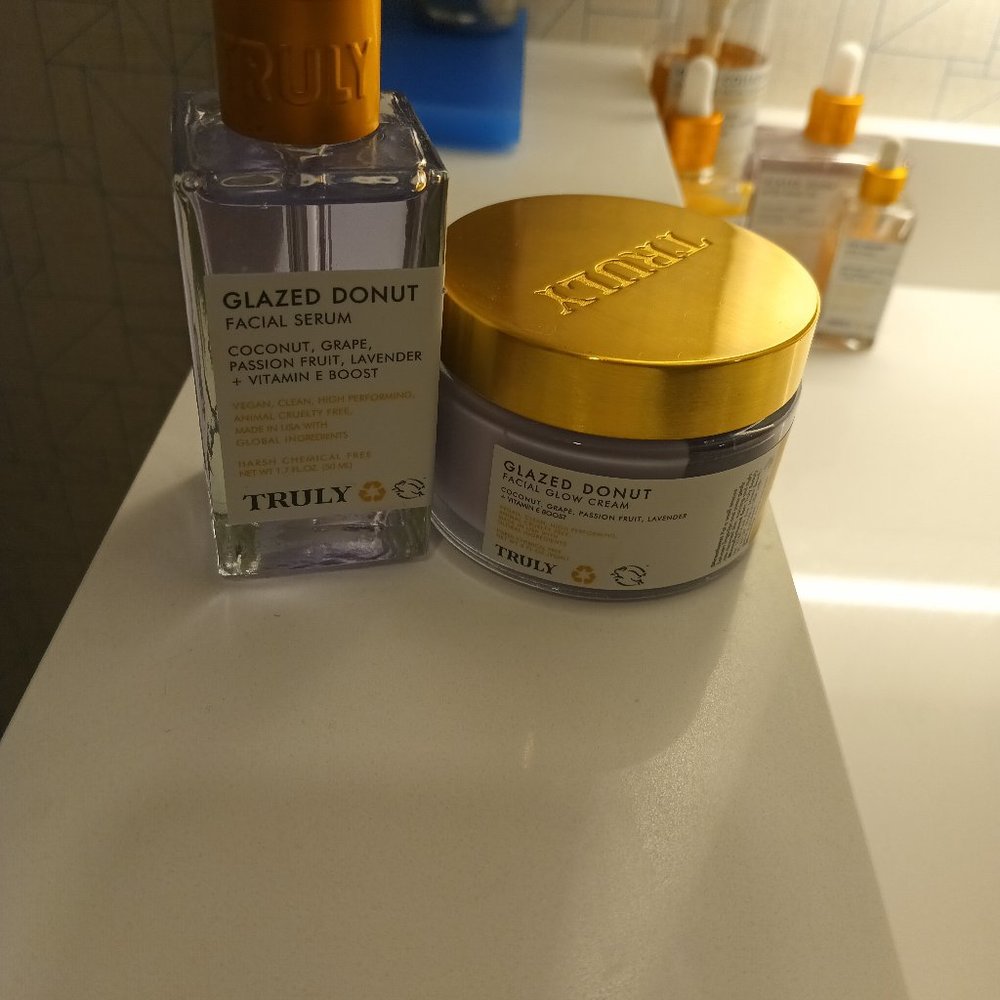 Glazed donut facial oil and face moisturizer cream